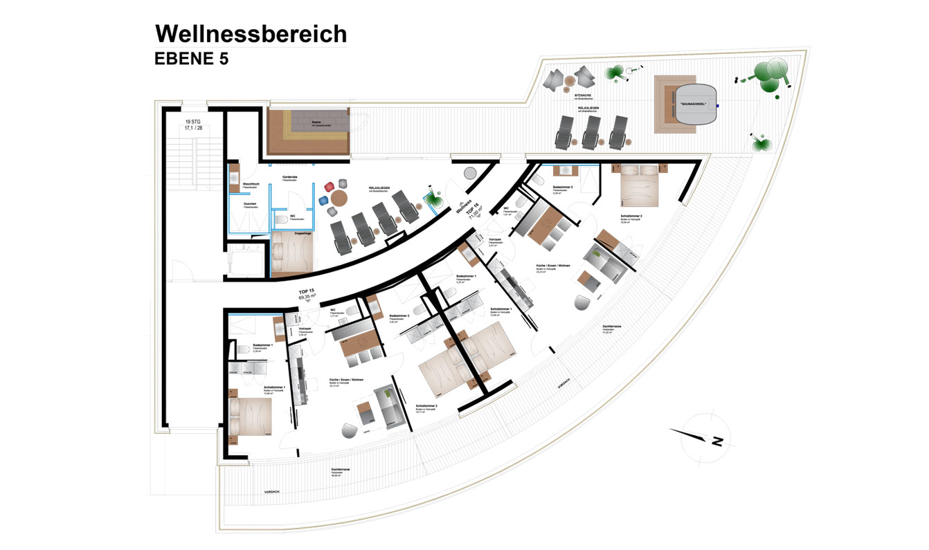 Grundriss Wellnessbereich